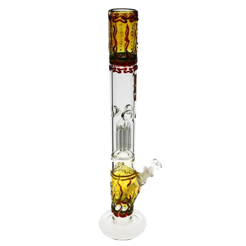 Bio Glass Glass Bong 18" BIO Single Tree Straight Design - Rasta Logo