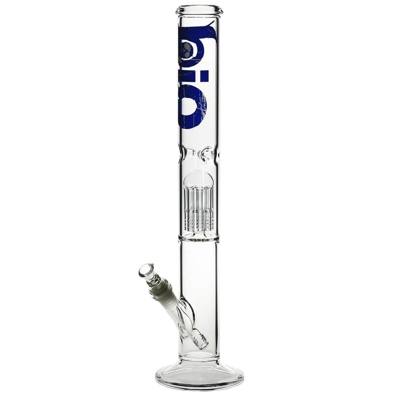 Bio Glass Glass Bong 18" BIO Single Tree Straight Water Pipe - Blue Logo