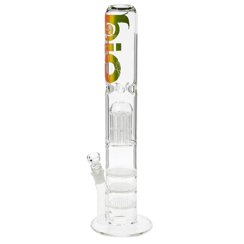 Bio Glass Glass Bong 18" BIO Tree 11 Arm / Triple Honeycomb Water Pipe - Rasta Logo