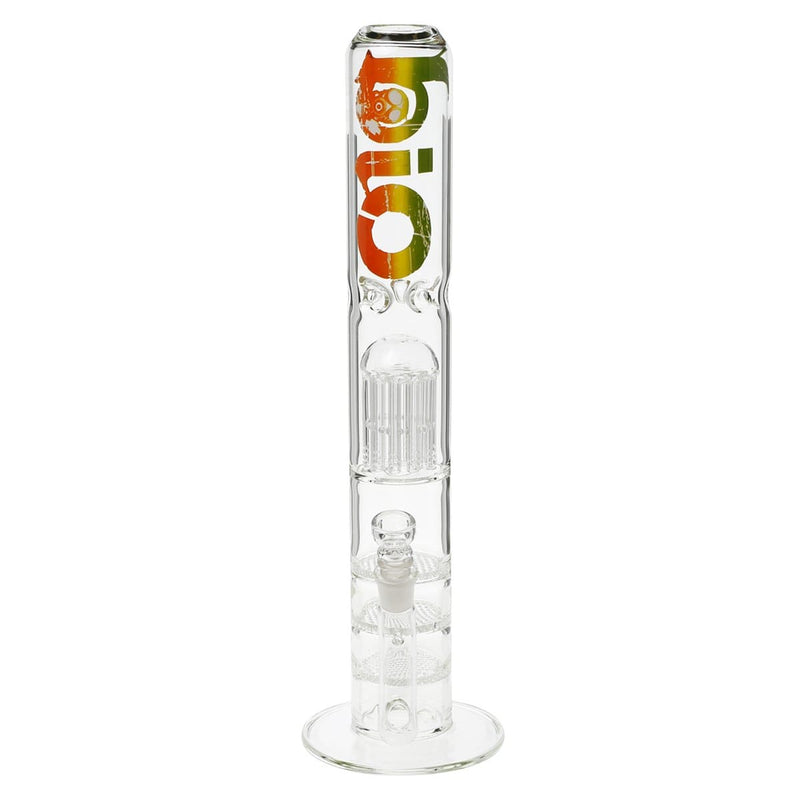 Bio Glass Glass Bong 18" BIO Tree 11 Arm / Triple Honeycomb Water Pipe - Rasta Logo