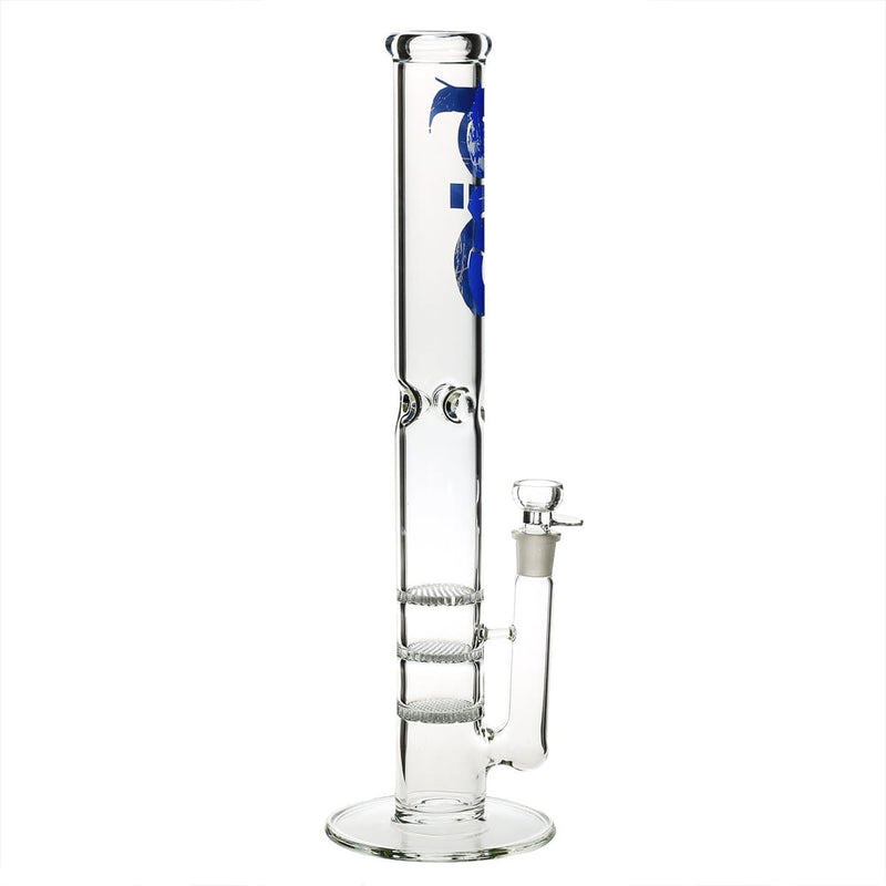 Bio Glass Glass Bong 18" BIO Triple Honeycomb Water Pipe - Blue Logo