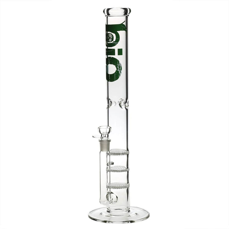 Bio Glass Glass Bong 18" BIO Triple Honeycomb Water Pipe - Green Logo