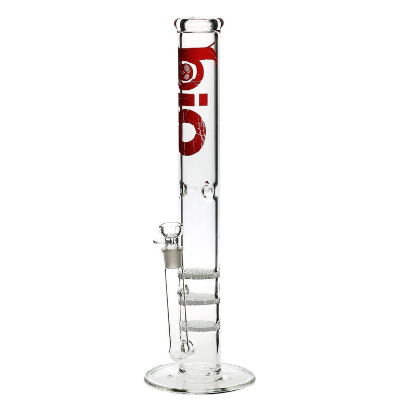 Bio Glass Glass Bong 18" BIO Triple Honeycomb Water Pipe - Red Logo