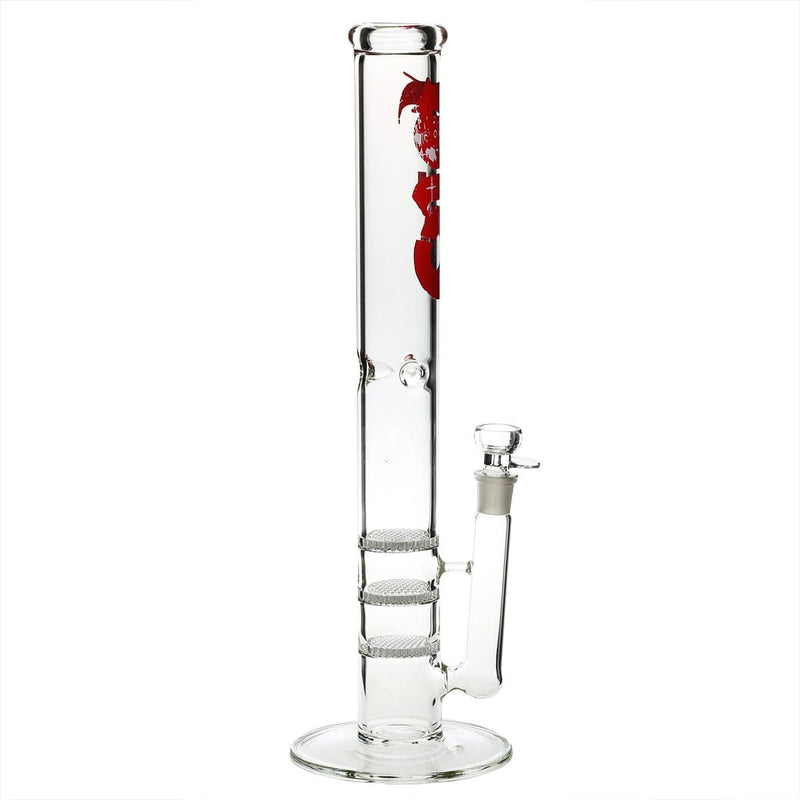 Bio Glass Glass Bong 18" BIO Triple Honeycomb Water Pipe - Red Logo