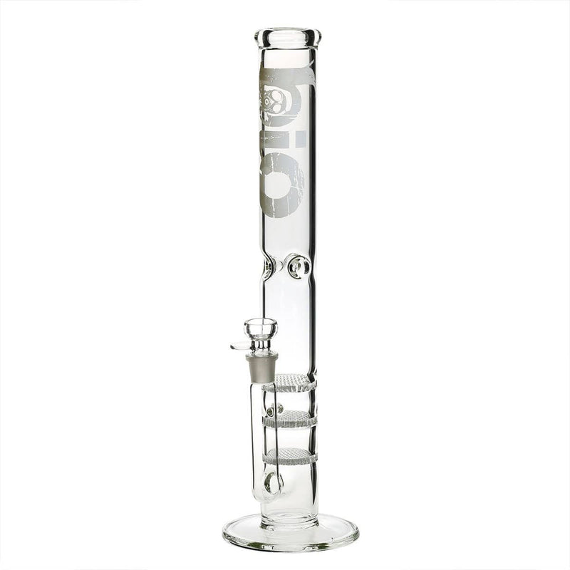 Bio Glass Glass Bong 18" BIO Triple Honeycomb Water Pipe - White Logo