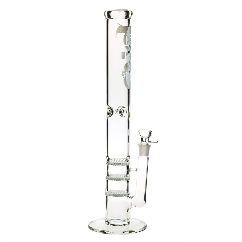 Bio Glass Glass Bong 18" BIO Triple Honeycomb Water Pipe - White Logo