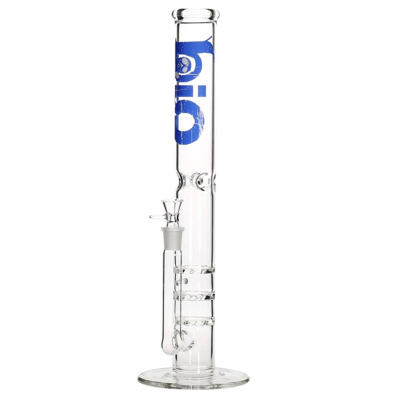 Bio Glass Glass Bong 18" BIO Triple Hurricane Water Pipe - Blue Logo