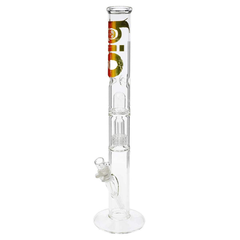 Bio Glass Glass Bong 20" BIO Single Grid Dome Straight Water Pipe - Clear with Rasta Logo