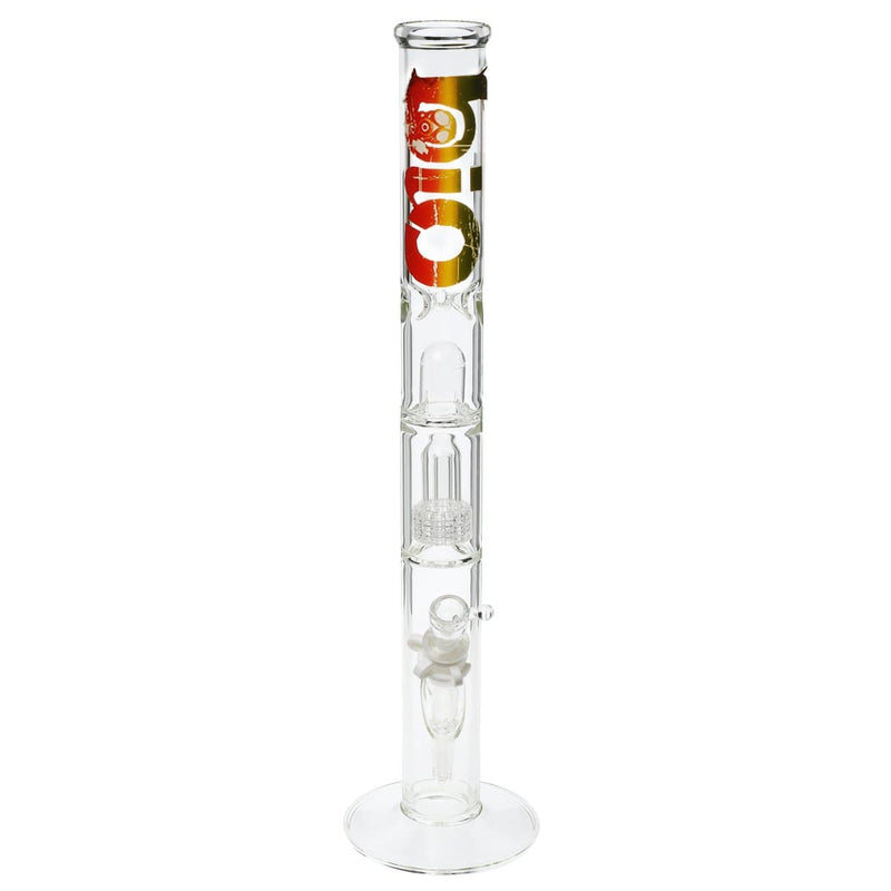 Bio Glass Glass Bong 20" BIO Single Grid Dome Straight Water Pipe - Clear with Rasta Logo