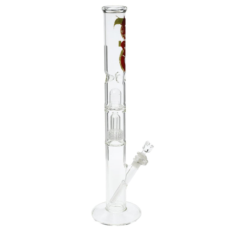 Bio Glass Glass Bong 20" BIO Single Grid Dome Straight Water Pipe - Clear with Rasta Logo