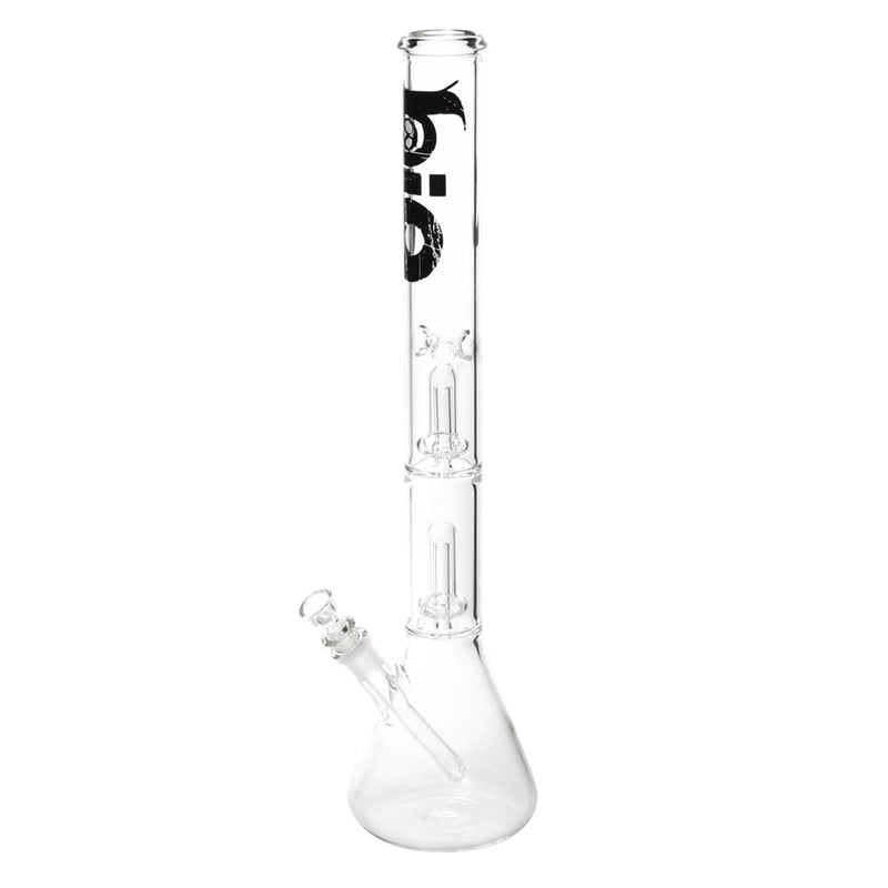 Bio Glass Glass Bong 22" BIO Double Showerhead Beaker Water Pipe - Black Logo