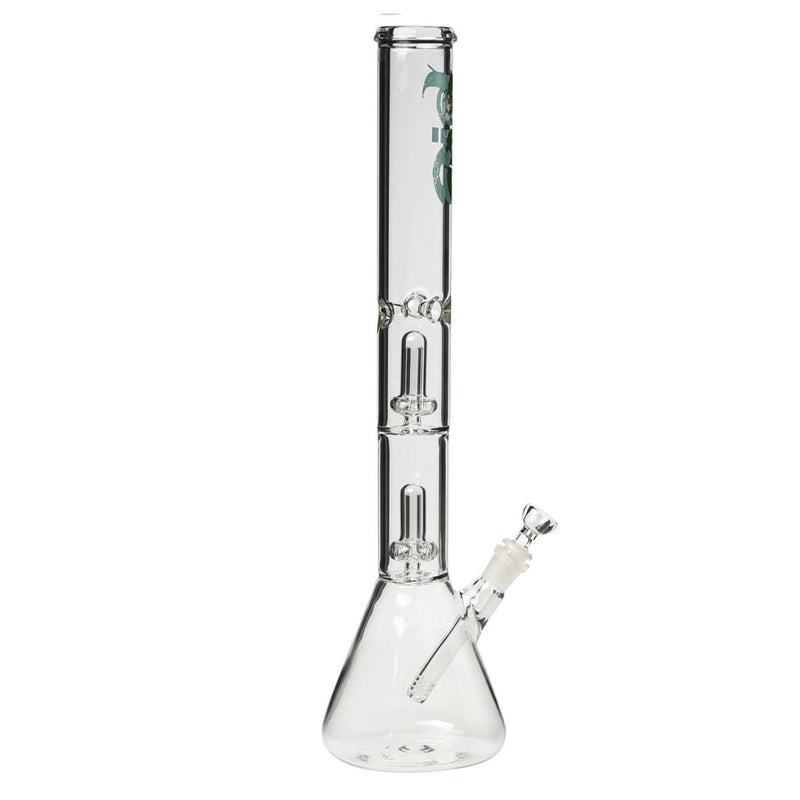 Bio Glass Glass Bong 22" BIO Double Showerhead Beaker Water Pipe - Green Logo