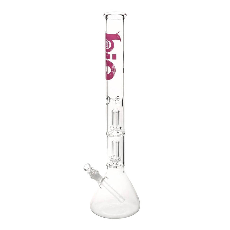 Bio Glass Glass Bong 22" BIO Double Showerhead Beaker Water Pipe - Purple Logo