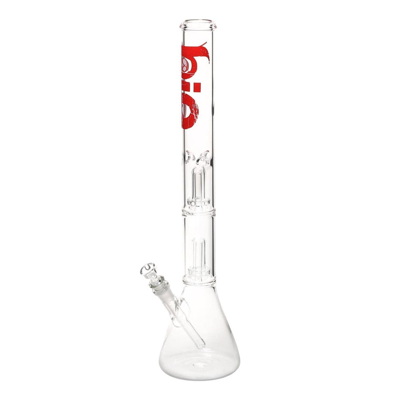 Bio Glass Glass Bong 22" BIO Double Showerhead Beaker Water Pipe - Red Logo