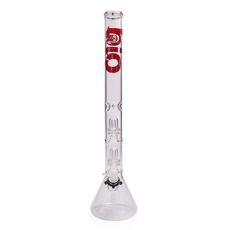 Bio Glass Glass Bong 22" BIO Double Showerhead Beaker Water Pipe - Red Logo