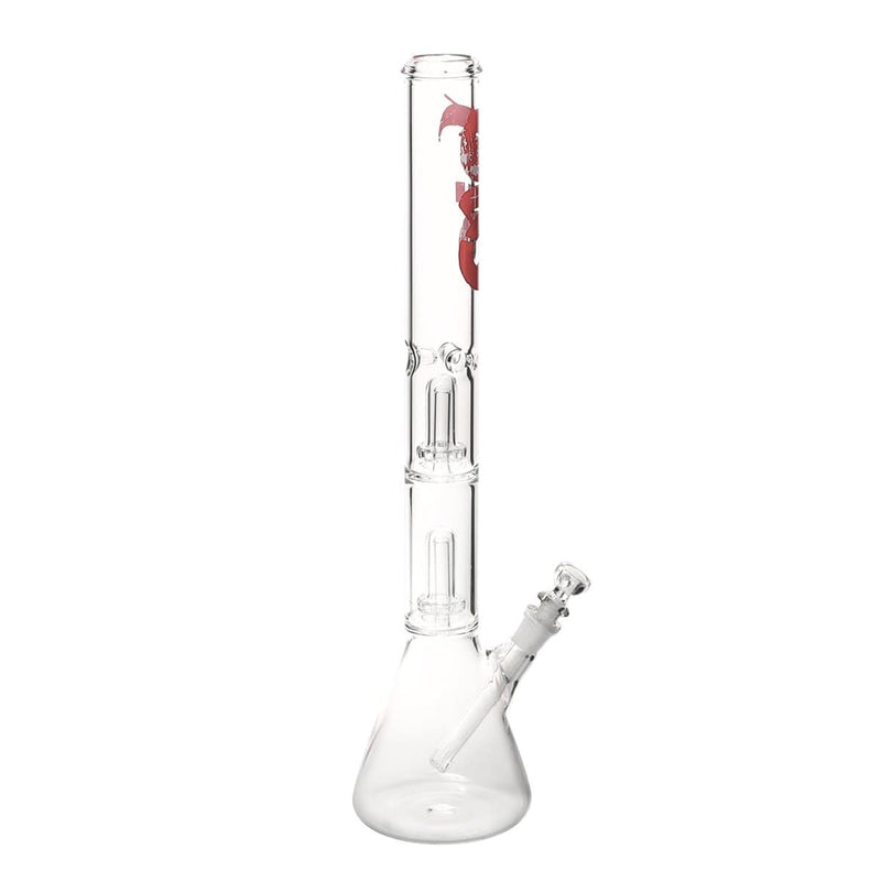 Bio Glass Glass Bong 22" BIO Double Showerhead Beaker Water Pipe - Red Logo