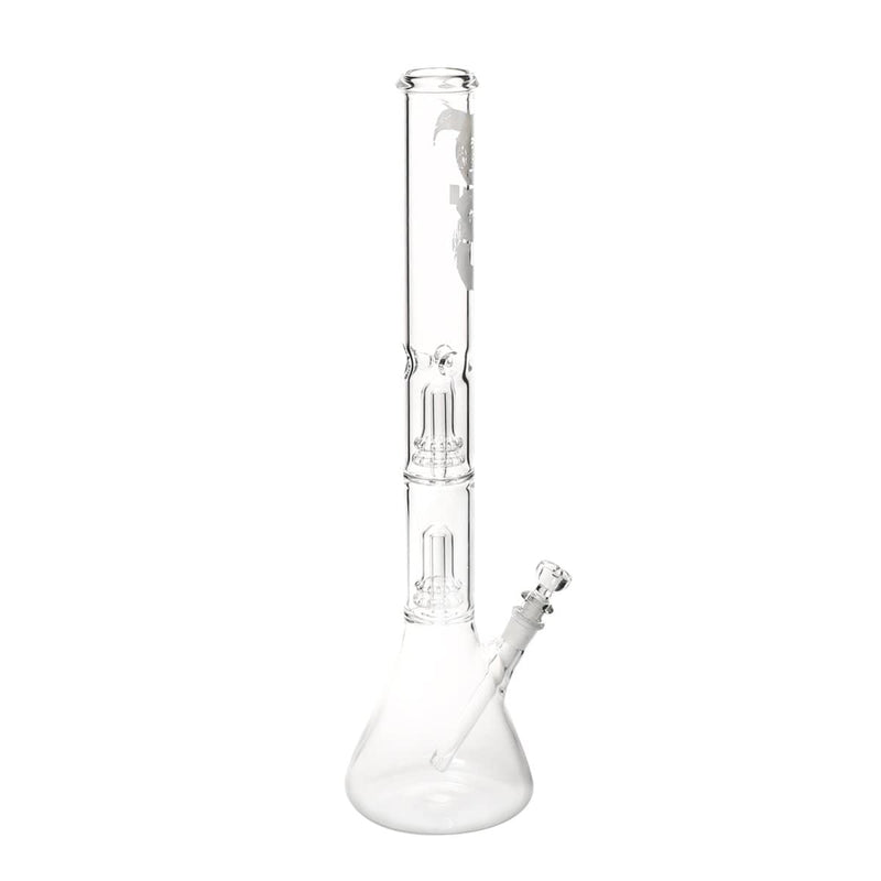 Bio Glass Glass Bong 22" BIO Double Showerhead Beaker Water Pipe - White Logo