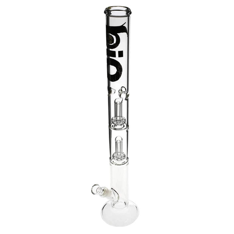 Bio Glass Glass Bong 22" BIO Double Showerhead Straight Water Pipe - Black Logo