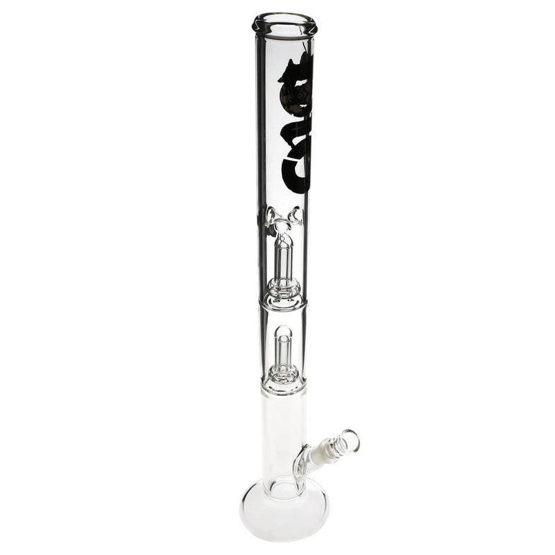 Bio Glass Glass Bong 22" BIO Double Showerhead Straight Water Pipe - Black Logo