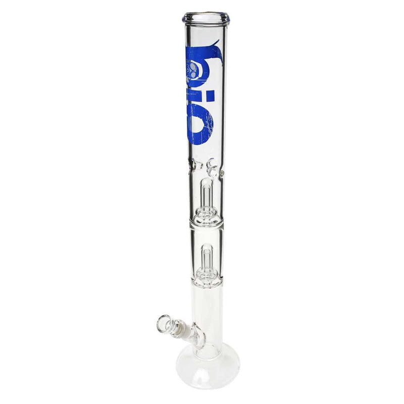 Bio Glass Glass Bong 22" BIO Double Showerhead Straight Water Pipe - Blue Logo