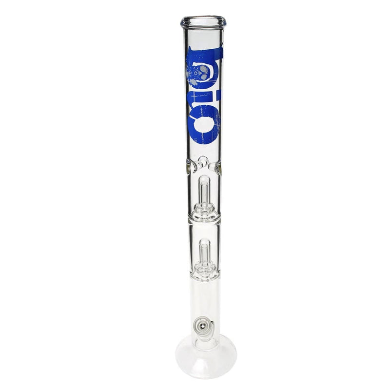 Bio Glass Glass Bong 22" BIO Double Showerhead Straight Water Pipe - Blue Logo