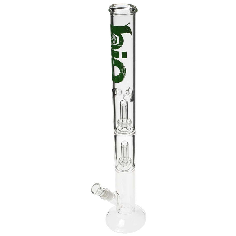 Bio Glass Glass Bong 22" BIO Double Showerhead Straight Water Pipe - Green Logo