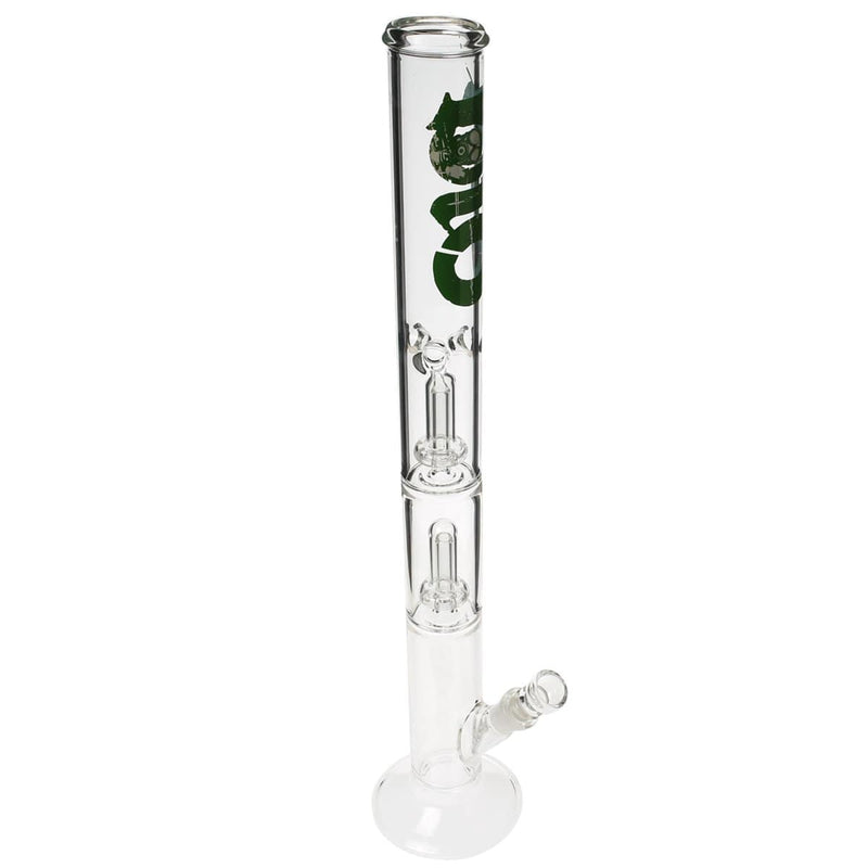 Bio Glass Glass Bong 22" BIO Double Showerhead Straight Water Pipe - Green Logo