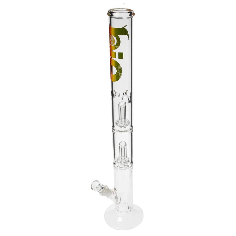 Bio Glass Glass Bong 22" BIO Double Showerhead Straight Water Pipe - Rasta Logo