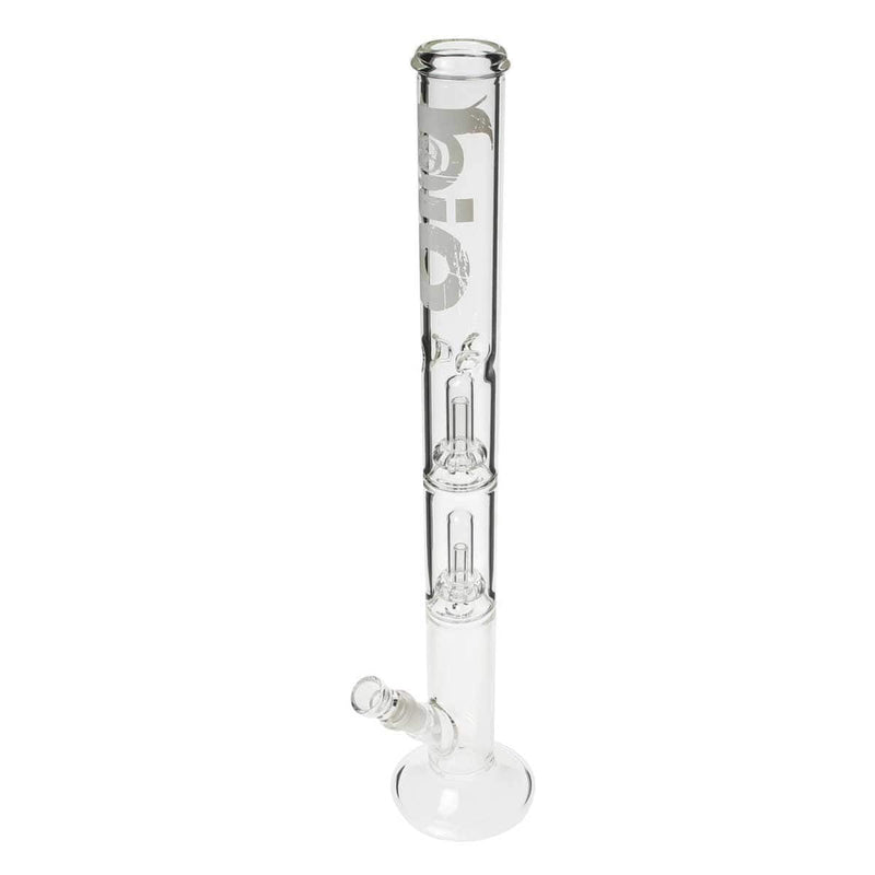 Bio Glass Glass Bong 22" BIO Double Showerhead Straight Water Pipe - White Logo