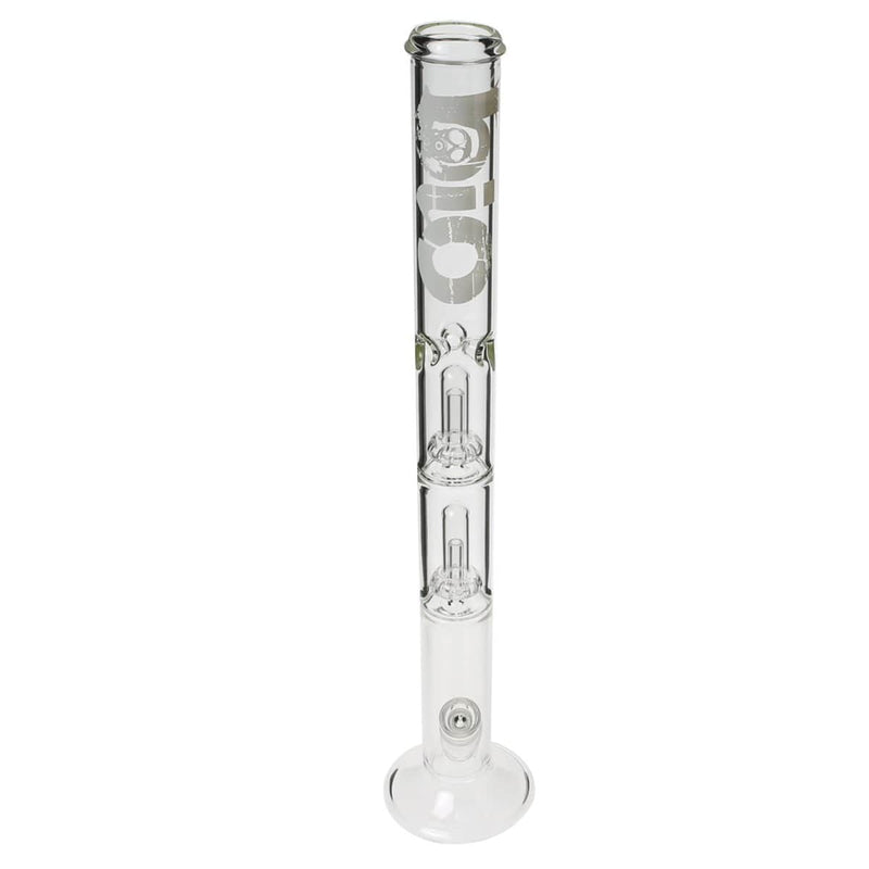 Bio Glass Glass Bong 22" BIO Double Showerhead Straight Water Pipe - White Logo