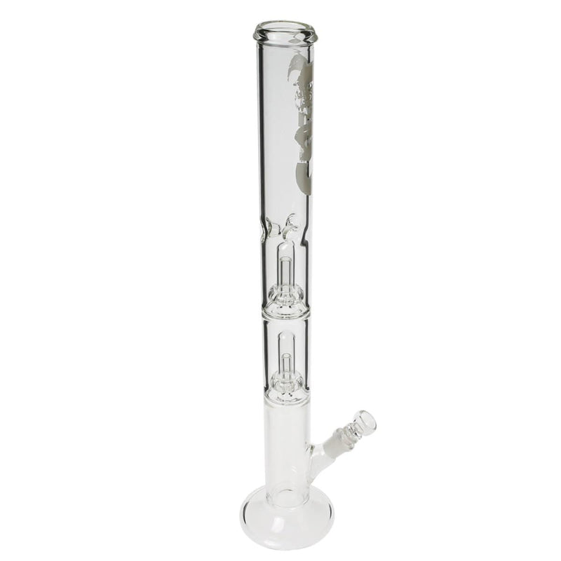 Bio Glass Glass Bong 22" BIO Double Showerhead Straight Water Pipe - White Logo