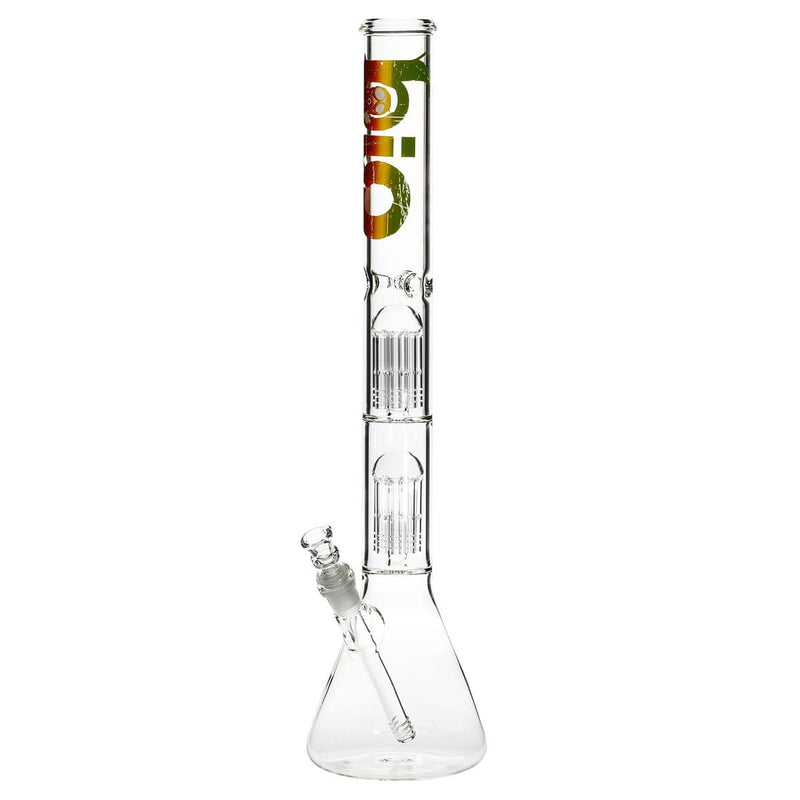 Bio Glass Glass Bong 22" BIO Double Tree Beaker Water Pipe - Rasta Logo