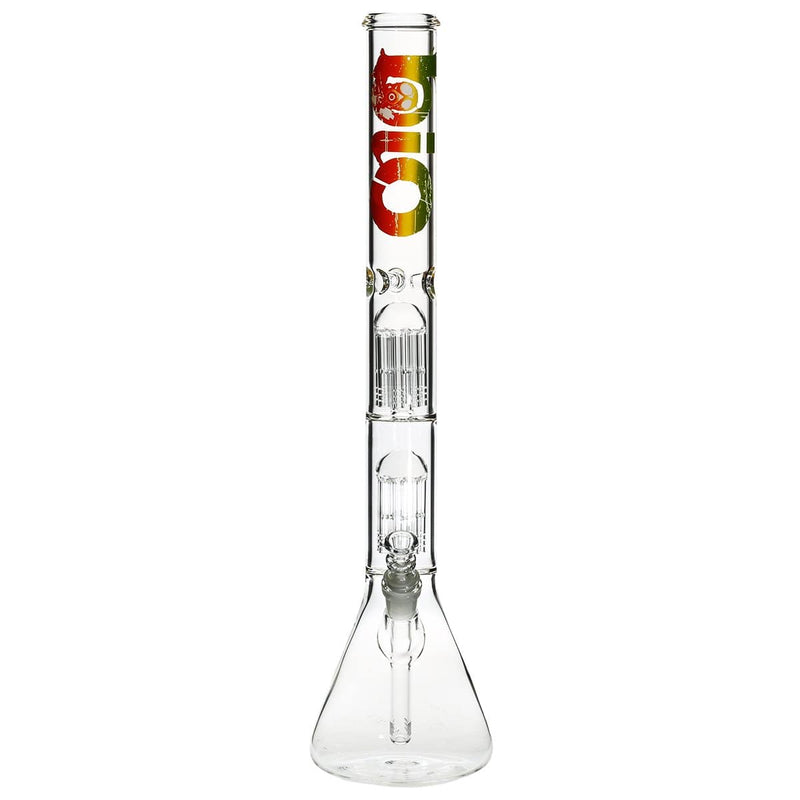 Bio Glass Glass Bong 22" BIO Double Tree Beaker Water Pipe - Rasta Logo