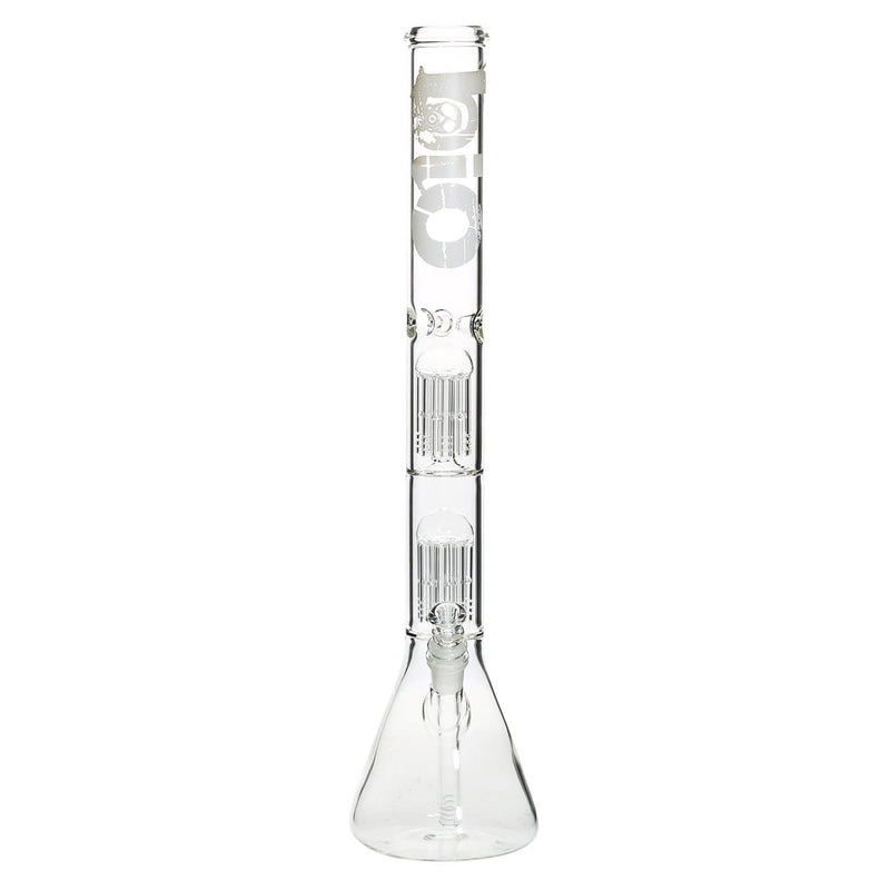 Bio Glass Glass Bong 22" BIO Double Tree Beaker Water Pipe - White Logo