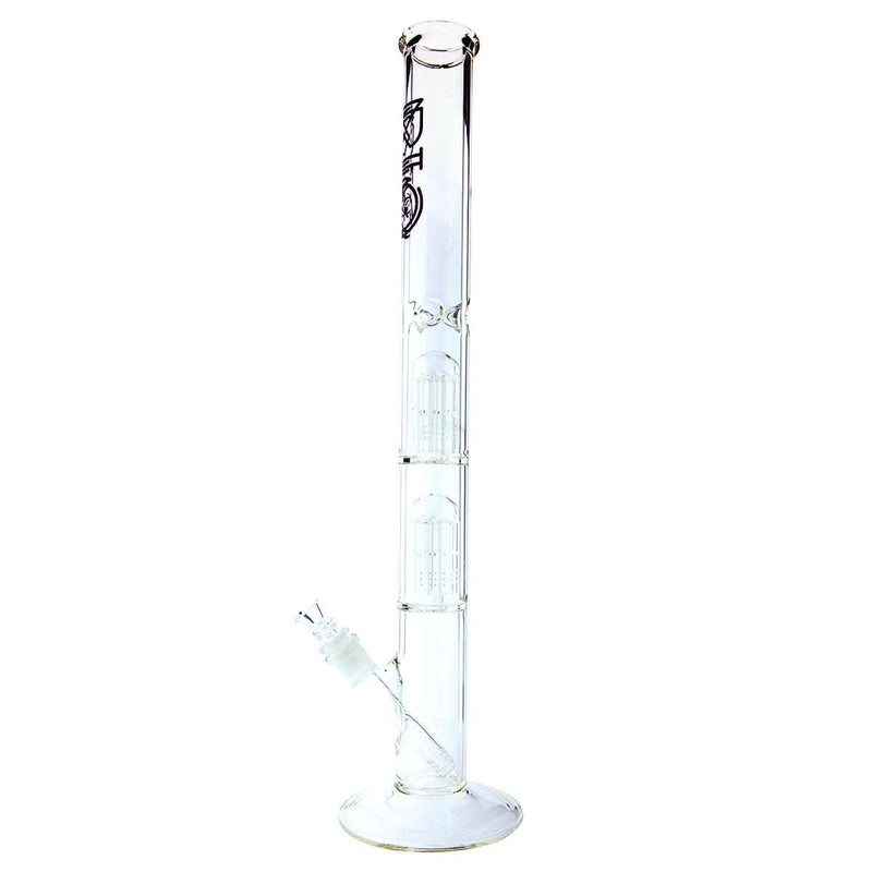 Bio Glass Glass Bong 22" BIO Double Tree Straight Water Pipe - Black Logo