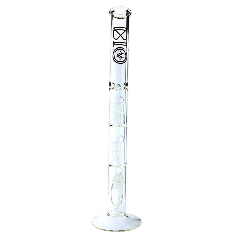 Bio Glass Glass Bong 22" BIO Double Tree Straight Water Pipe - Black Logo