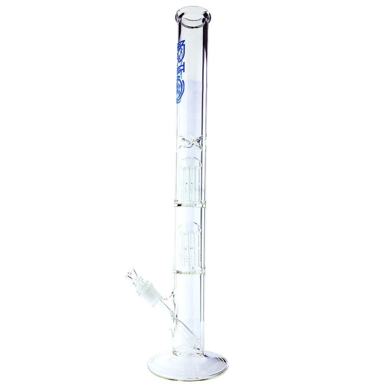 Bio Glass Glass Bong 22" BIO Double Tree Straight Water Pipe - Blue Logo