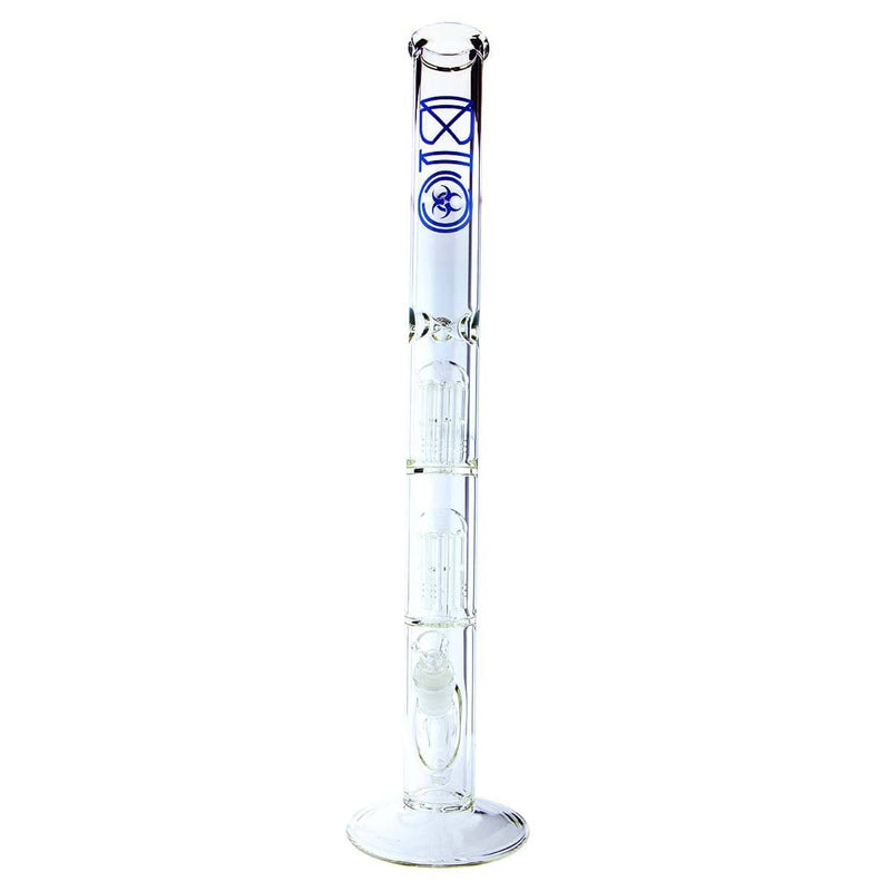 Bio Glass Glass Bong 22" BIO Double Tree Straight Water Pipe - Blue Logo