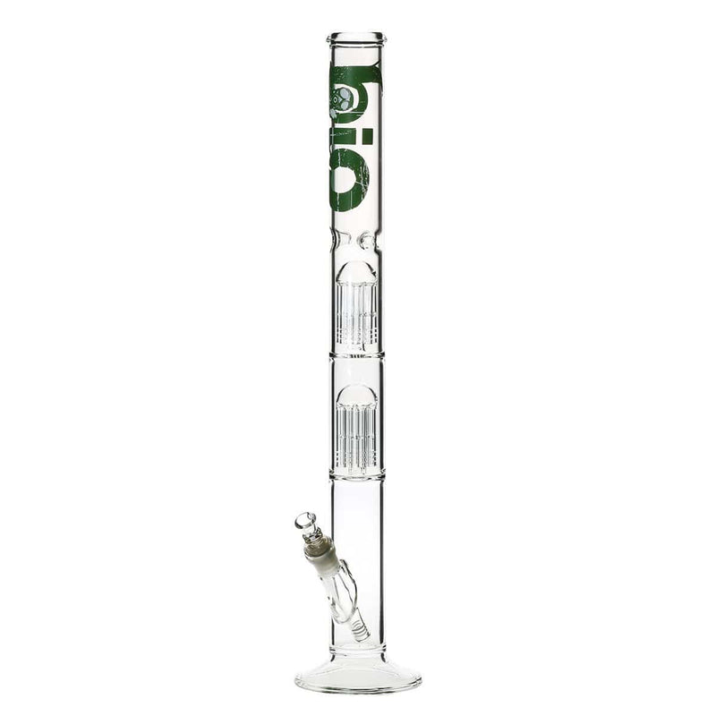 Bio Glass Glass Bong 22" BIO Double Tree Straight Water Pipe - Green Logo