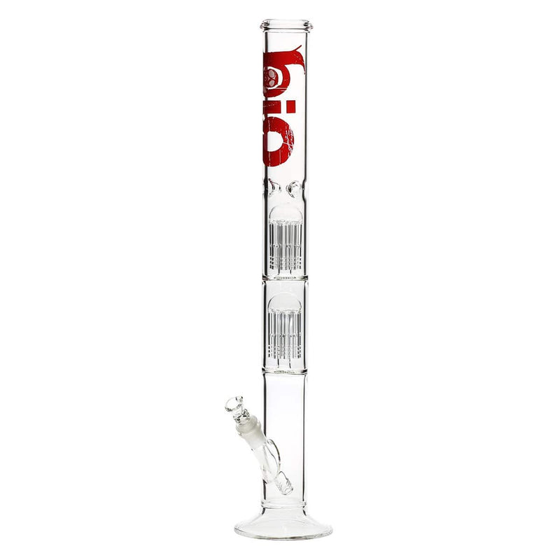 Bio Glass Glass Bong 22" BIO Double Tree Straight Water Pipe - Red Logo