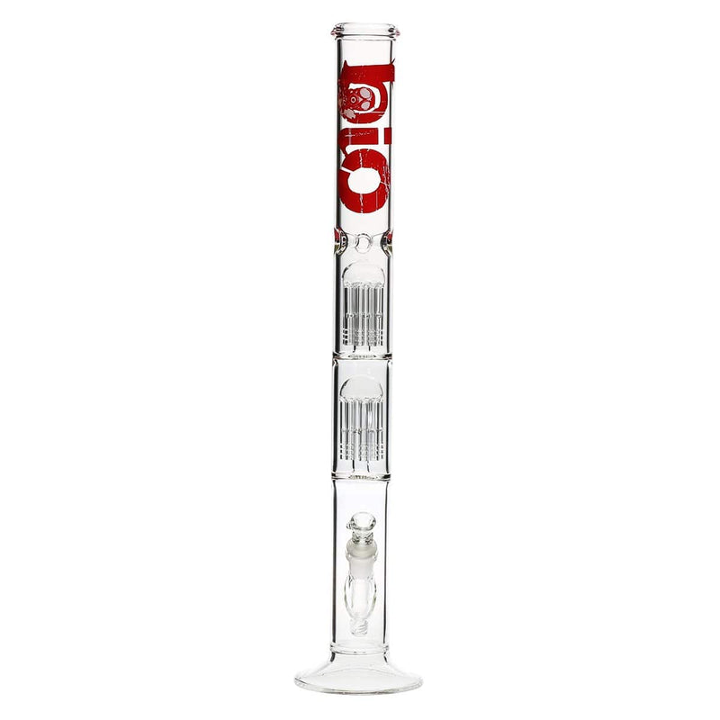 Bio Glass Glass Bong 22" BIO Double Tree Straight Water Pipe - Red Logo