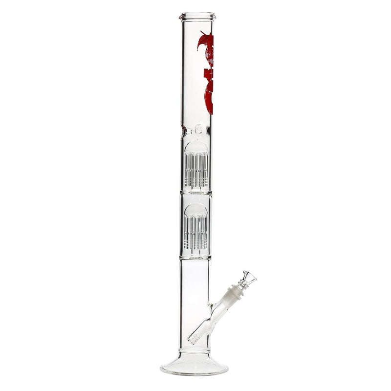 Bio Glass Glass Bong 22" BIO Double Tree Straight Water Pipe - Red Logo