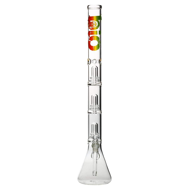 Bio Glass Glass Bong 26" BIO Triple Showerhead Beaker Water Pipe - Rasta Logo