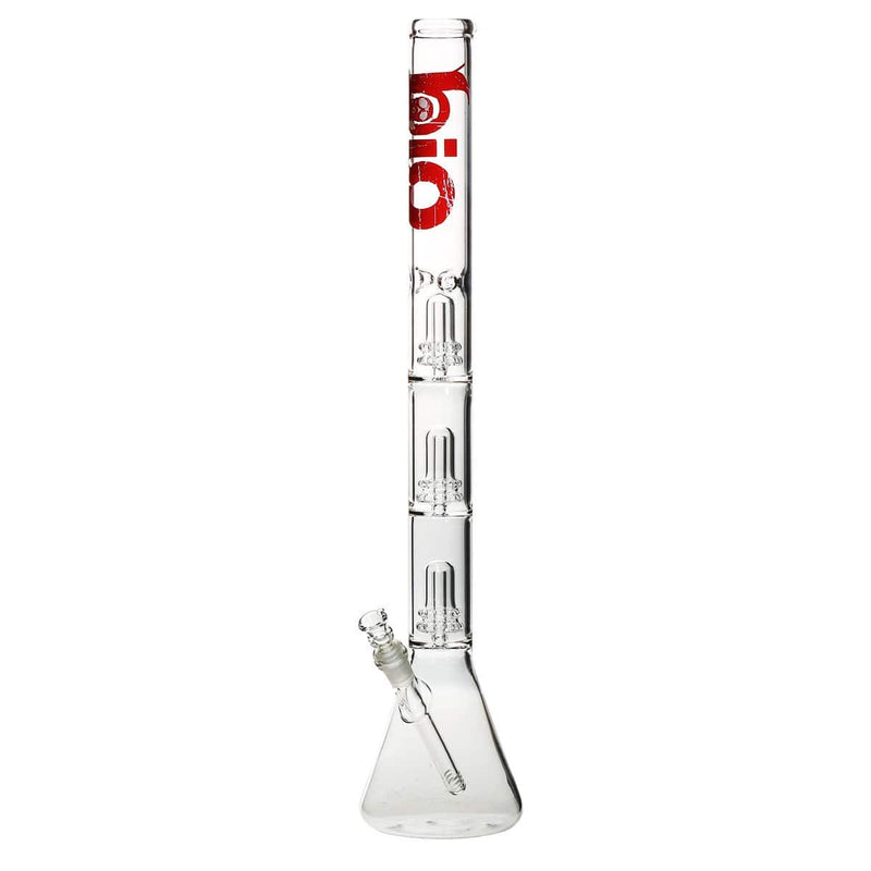 Bio Glass Glass Bong 26" BIO Triple Showerhead Beaker Water Pipe - Red Logo