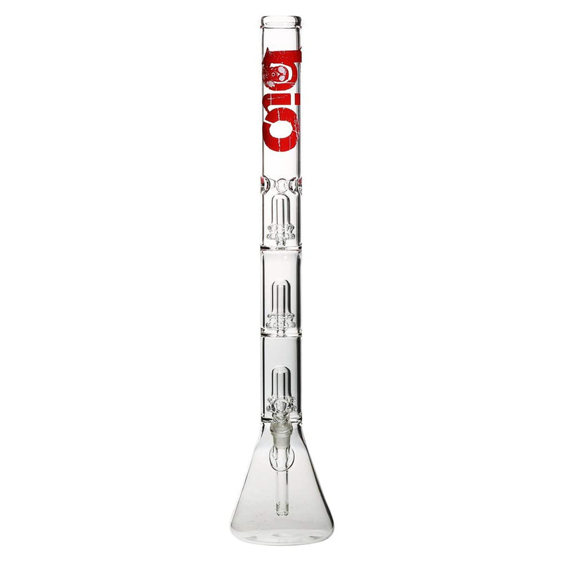 Bio Glass Glass Bong 26" BIO Triple Showerhead Beaker Water Pipe - Red Logo