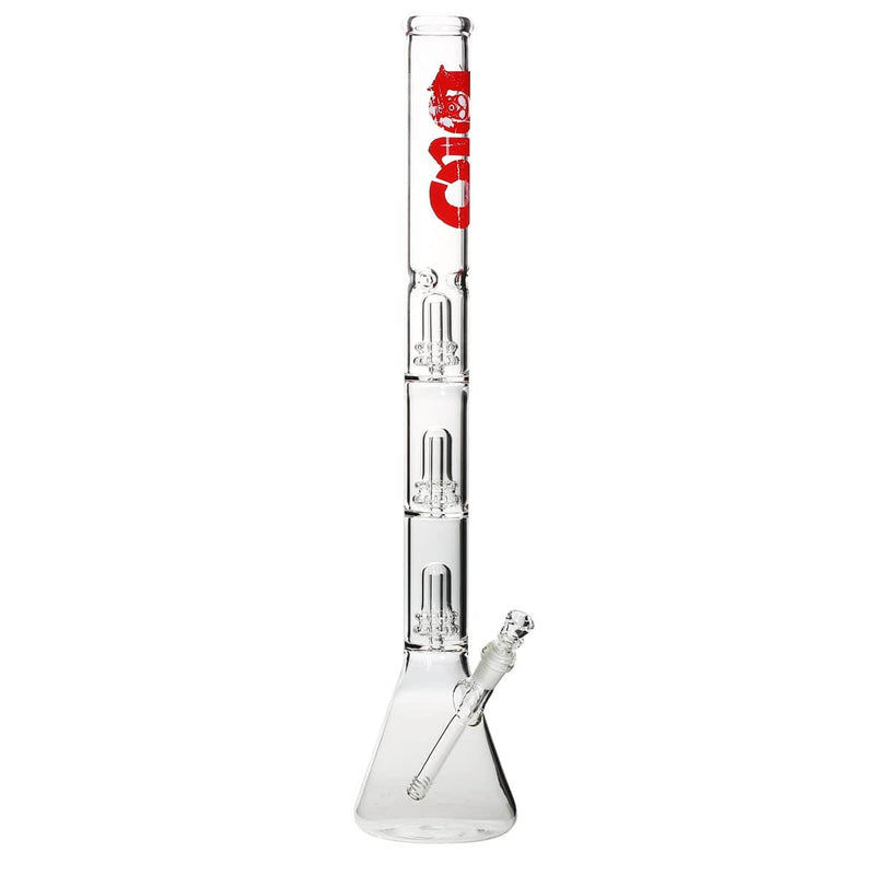 Bio Glass Glass Bong 26" BIO Triple Showerhead Beaker Water Pipe - Red Logo