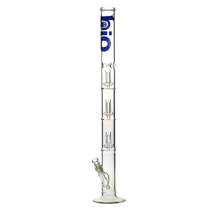 Bio Glass Glass Bong 26" BIO Triple Showerhead Straight Water Pipe - Blue Logo