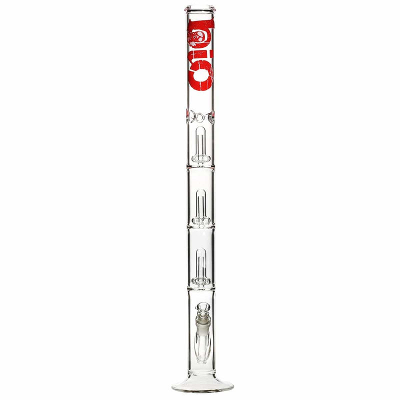 Bio Glass Glass Bong 26" BIO Triple Showerhead Straight Water Pipe - Red Logo