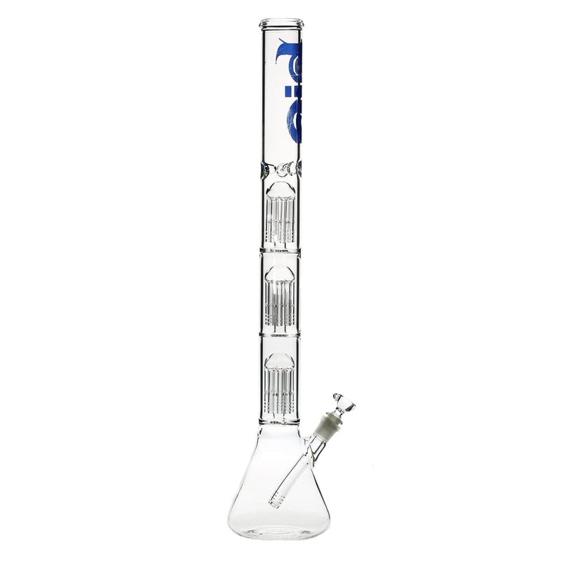 Bio Glass Glass Bong 26" BIO Triple Tree Beaker Water Pipe - Blue Logo