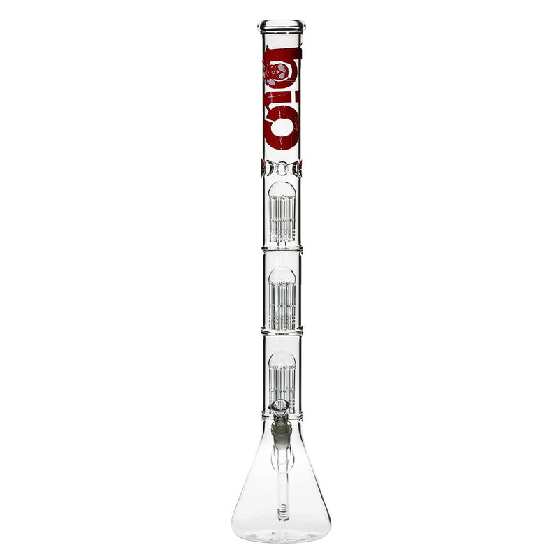 Bio Glass Glass Bong 26" BIO Triple Tree Beaker Water Pipe - Red Logo